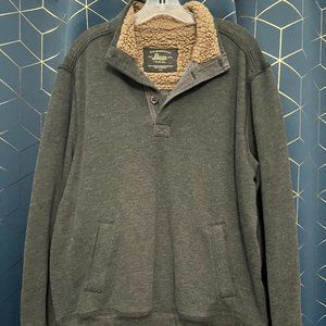 G.H. Bass & Co Dark Grey Quarter (1/4) Button Pullover (Size Large)